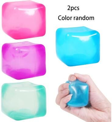 The Handy Homestead Ice Cube Squishy Stress Ball Sensory Fidget Squeeze Toy 2pcs Random Color