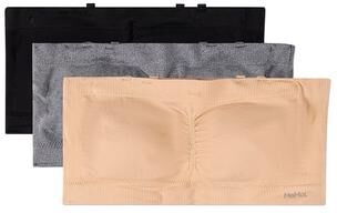 Plus Size Women's 3 Pack Women's Seamless Bandeau Bras with Clear Elastic Straps by MeMoi in Med Gray Multi (Size XL)
