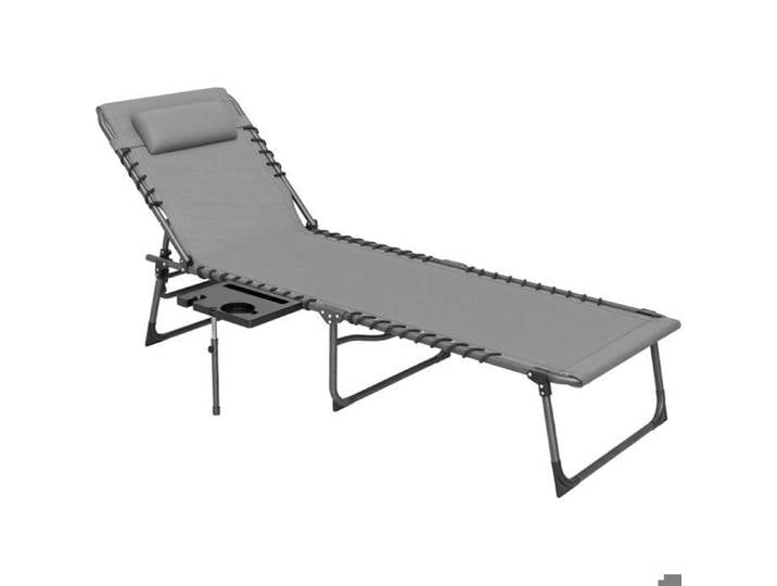Transat pliant chaise longue de jardin avec appui-tête transat avec dossier réglable 5 positions jusqu'à 120 kg
