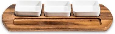 Kalmar Home Charcuterie/ Serving Tray w/ 3 square ceramic bowls