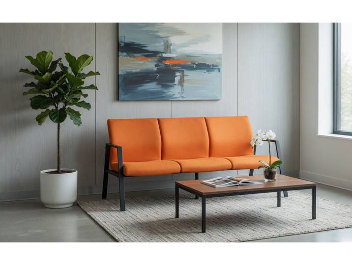JVmoebel Esszimmerstuhl Besucher Dreierbank Orange Modern Konferenz Sitzbank, Made in Europa