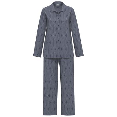 Schlafanzug SEIDENSTICKER "Damen Pyjama Lang bodywear", Damen, Gr. 42, blau (nightblau), Homewear-Sets Schlafanzug