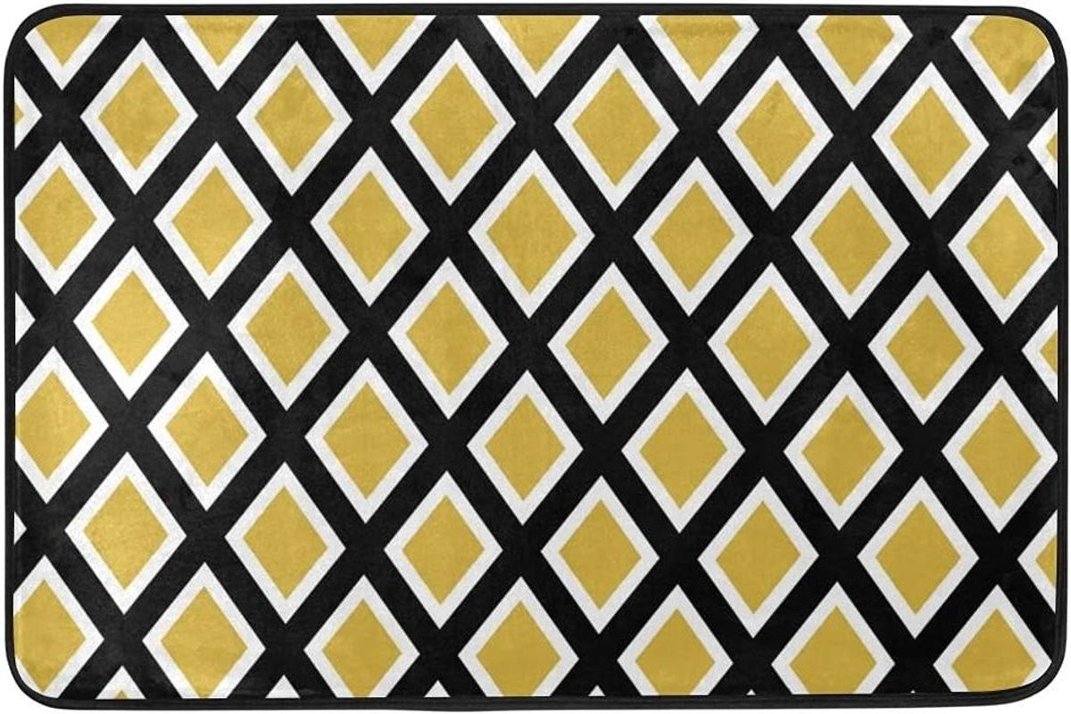 Multicolor Plaid Stijl Tapijt - Geometrische Vloermat van Polyester - B/D: 60 x 40 cm