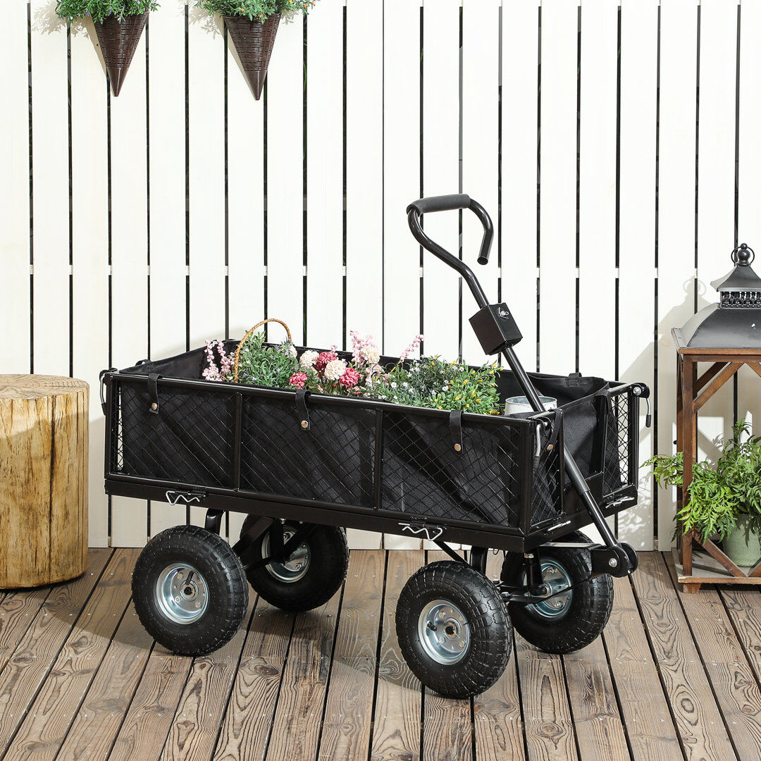 Borough Wharf Outsunny Garden Trolley Cart Heavy Duty Festival Trolley Black 54cm H X 51cm W X 105cm D
