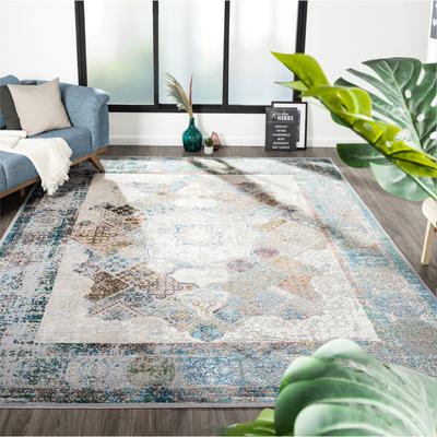 KALATY Reserve Sky Blue Tribal Medallion Area Rug