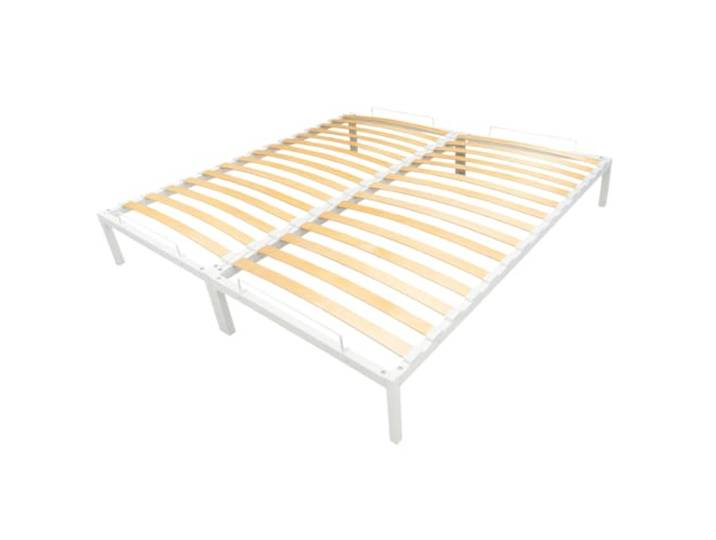 INDUSTORM Bett, Bettgestell 180x200cm, Metallbett Stauraum, Gästebett, mit Elastisch Lattenrost aus Birkenholz Höhe 27,5cm, Einfache Konstruktion und Montage (Weiß, 180x200)