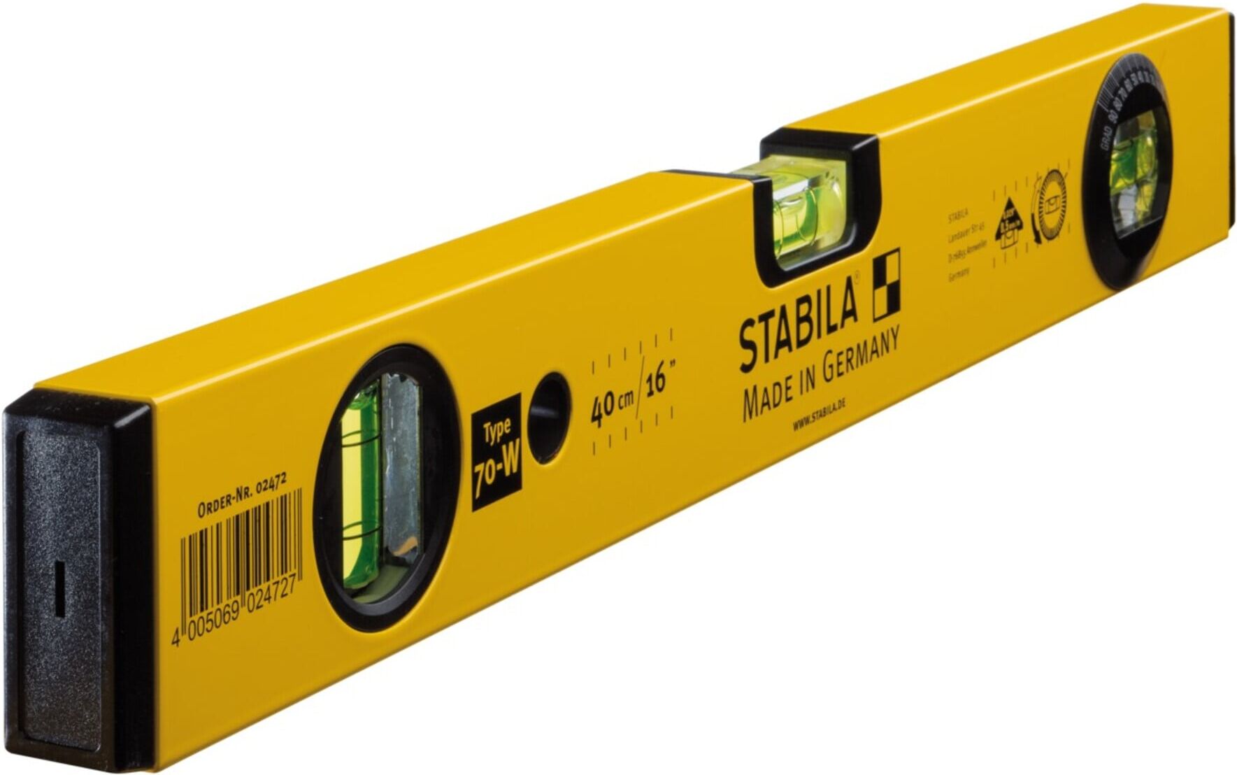 STABILA Wasserwaage Type 70 W 40 cm mit drehbarer Winkel-Libelle (02472)