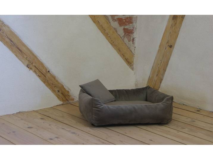 coupe-tube Canapé douillet en velours taupe taille 2