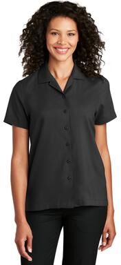 Port Authority LW400 Women's Short Sleeve Performance Staff Shirt in Black size Small   Polyester