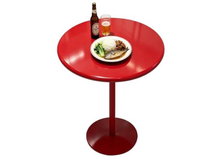 Gaommini Roter hoher runder Tisch, Thekenhöhe, Esstisch, Bartisch Cocktail-Bistrotisch für Pub, Wohnzimmer, Terrasse, Outdoor, Restaurant, Beistelltisch(40x40x62cm)