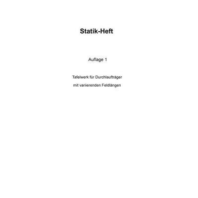 Statik-Heft, Taschenbuch von Mahmut Ozan, BoD – Books on Demand, 978-3-8391-7138-7