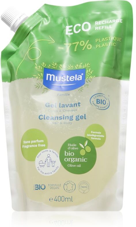 Mustela BIO gel lavant corps et cheveux pour bébé recharge 400 ml