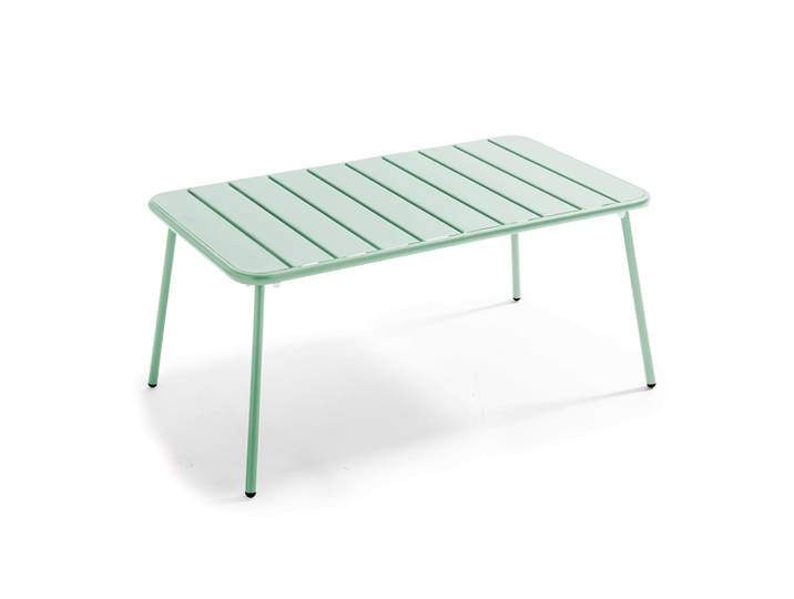 Oviala - Table basse de jardin rectangulaire en métal 90x50x40 cm
