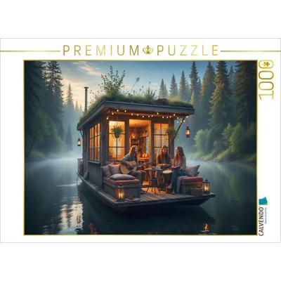 CALVENDO Puzzle Freunde unterwegs auf einem Hausboot | 1000 Teile Lege-Größe 64x48cm Foto-Puzzle für glückliche Stunden