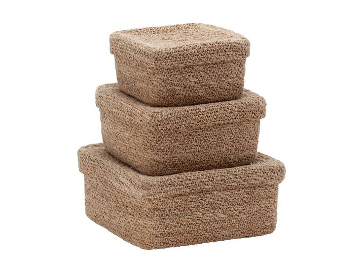 Dixie Set de paniers carrés Emil avec couvercle, 3 pièces Natural