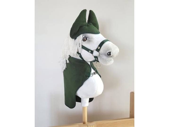 Set voor Hobby Paard A3: deken + oorkappen. Set zonder paard. Fles groen.