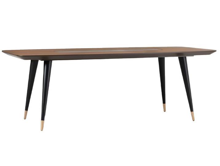JVmoebel Esstisch Edelstahl Tisch in Braun mit Holzoberfläche und schwarzen Füßen (Packung, 1-St., Tisch), Made in Europa