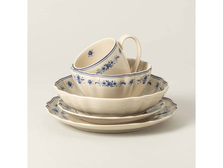 Kombiservice Vila 30-teilig Beige/Beige/Blau