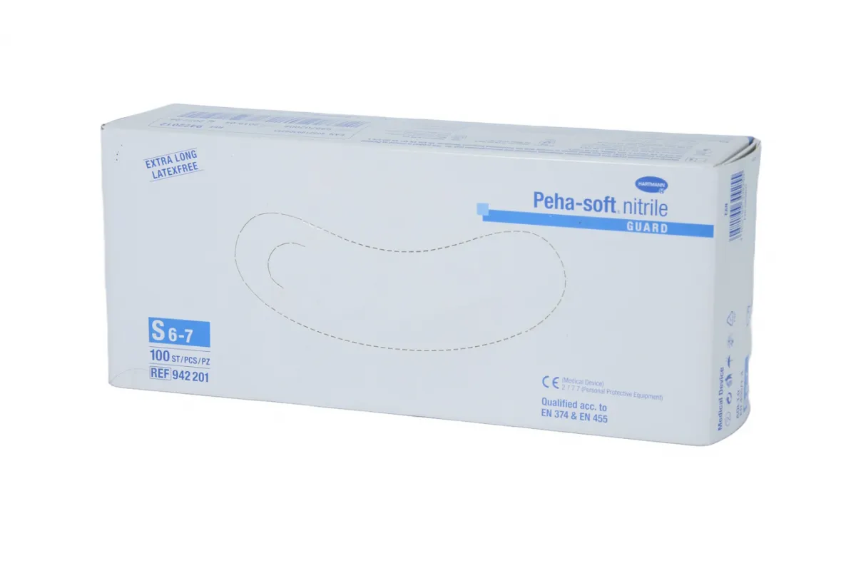 Paul Hartmann AG Peha-soft nitril guard (100 Stück) 29 cm lange Stulpe, Chemikalien Schutzhandschuhe Gr. XS 942200
