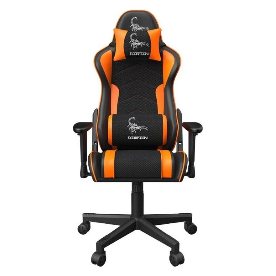 Gembird GC-SCORPION-04X Gaming-Stuhl "SCORPION", schwarz und orange, Stoffsessel mit orangefarbenen Kunst... (GC-SCORPION-04X)