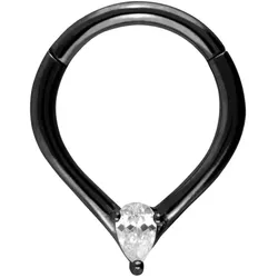 Chirurgenstahl Segmentring Clicker TROPFEN + KRISTALL