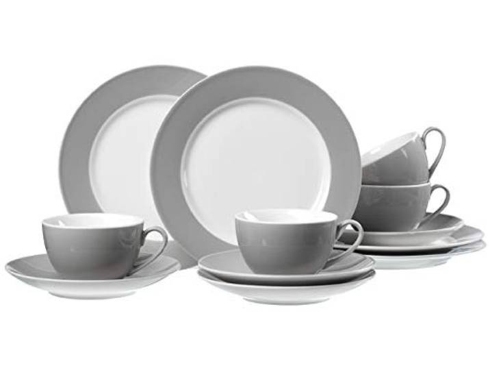Ritzenhoff & Breker Koffieservies Doppio, 12-delig, porseleinen servies, grijs