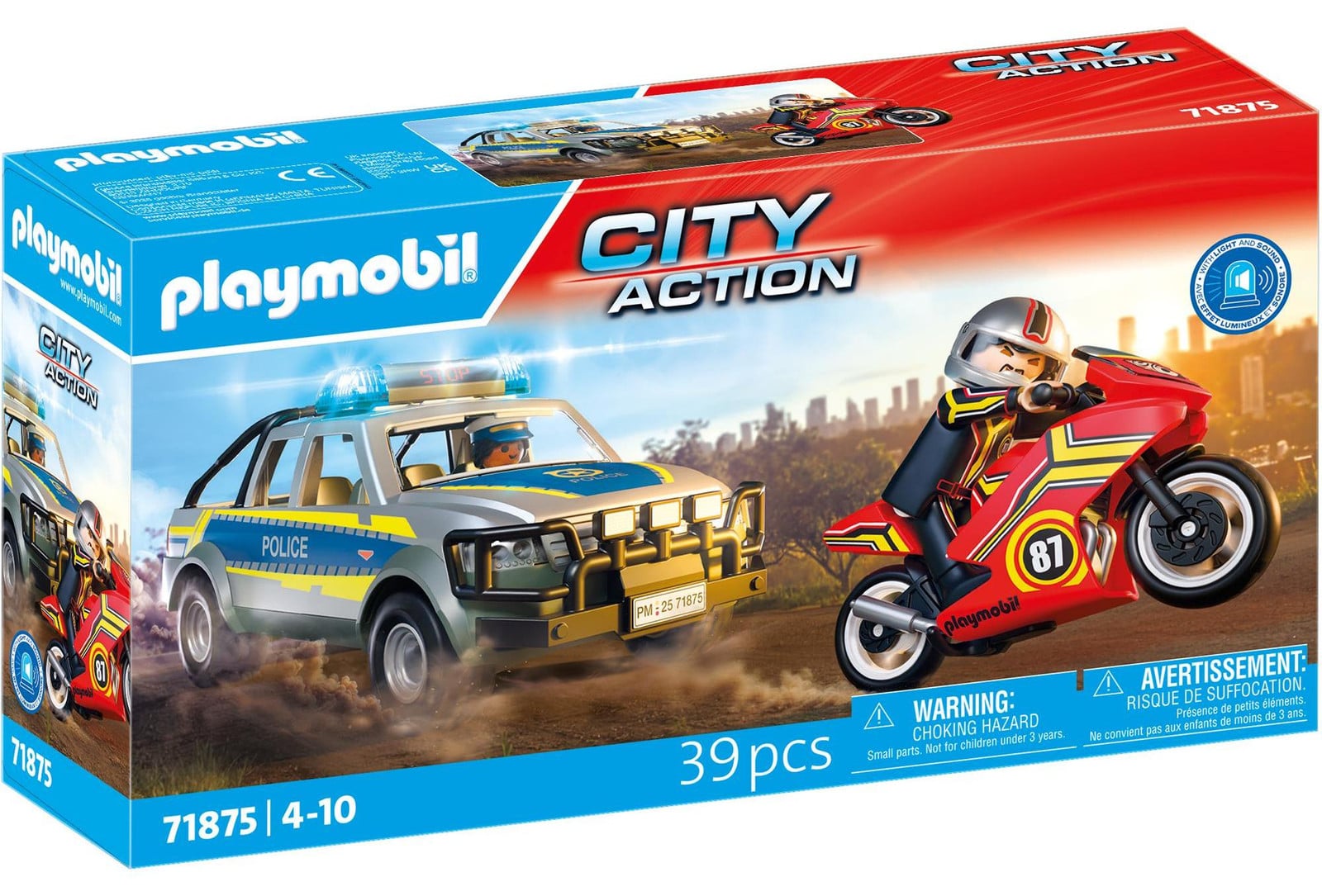 Playmobil CityAction Police Pickup met motorfiets en 2 figuren, 71875