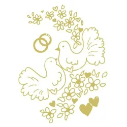 VEPATIM 50x Motivservietten Airlaid 40 x 40 cm "Goldene Tauben + Ringe" Hochzeit