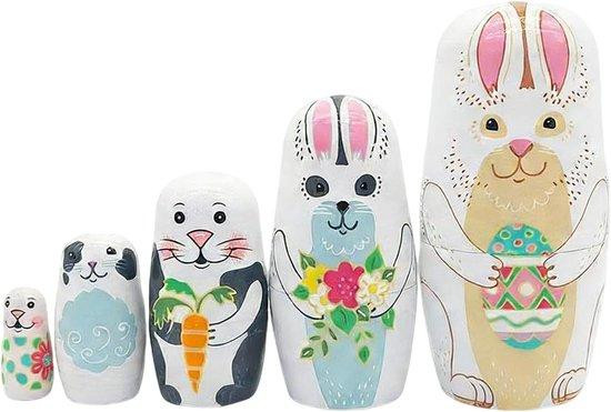Nesting Dolls Konijntje - Matroesjka poppen voor cognitieve ontwikkeling - 5 stuks - Multicolor