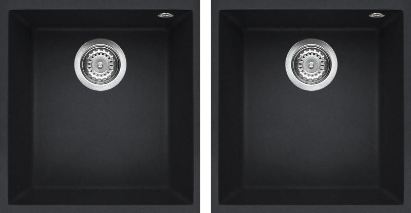 Elleci Quadra 200 Undermount, Unterbauspüle, Rechteckig, Granitek, Anthrazit, 2 Becken, Rechteckig