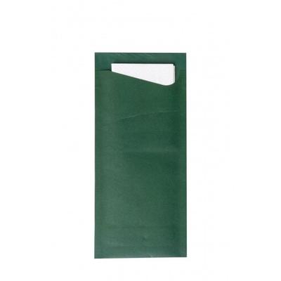 Prime Guest Bestecktasche Prime Fit in Dunkelgrün 85 x 190 mm, mit 2-lagiger Tissue-Serviette in Weiß - 500 Stück