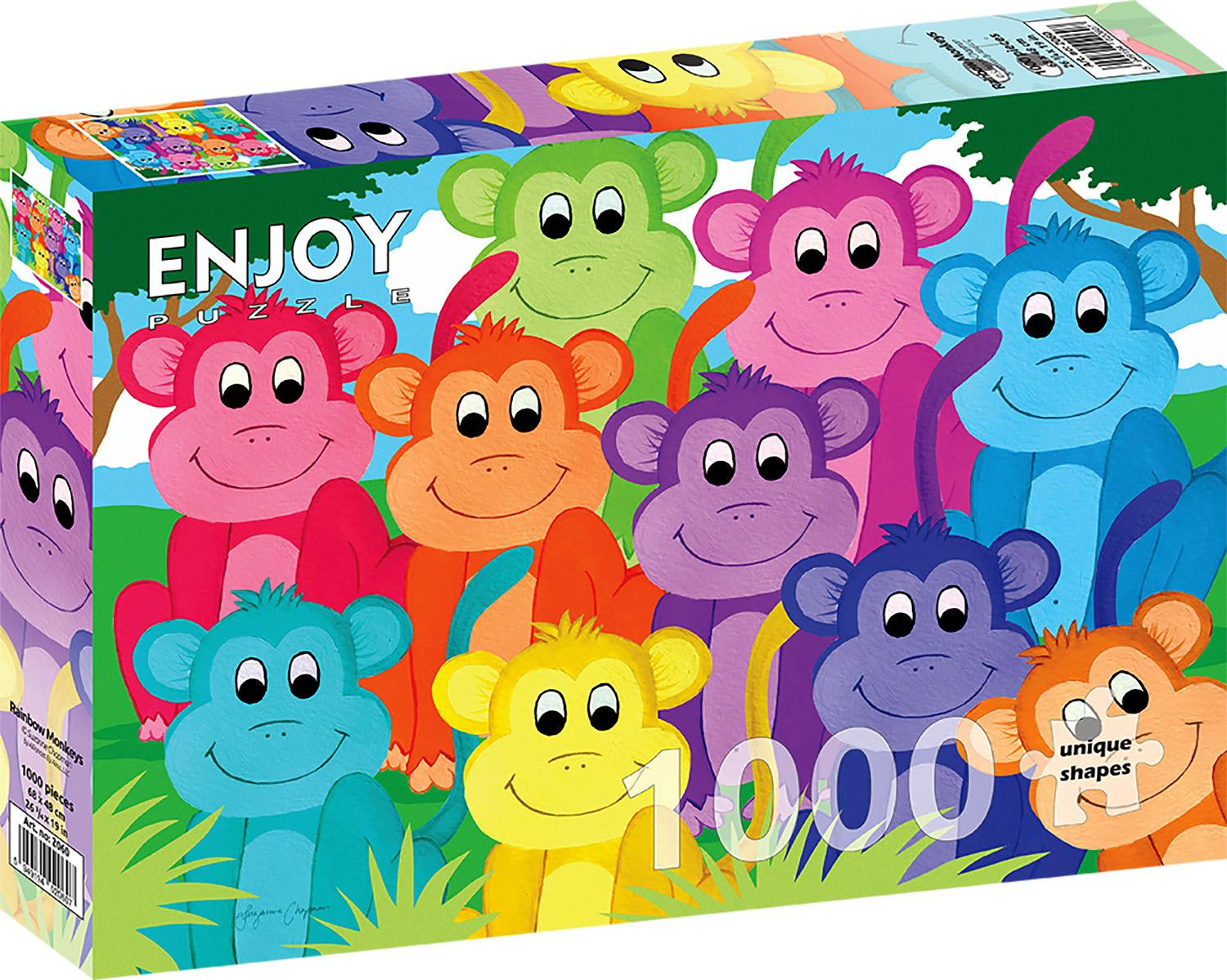 ENJOY Puzzle Rainbow Monkeys - 1000-delig kleurrijk speelgoed