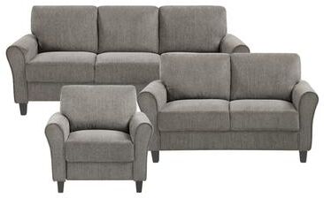 Fremont & Park Diboli Chenille 3-Piece Living Room Set - Wood Finish Exposed Feet