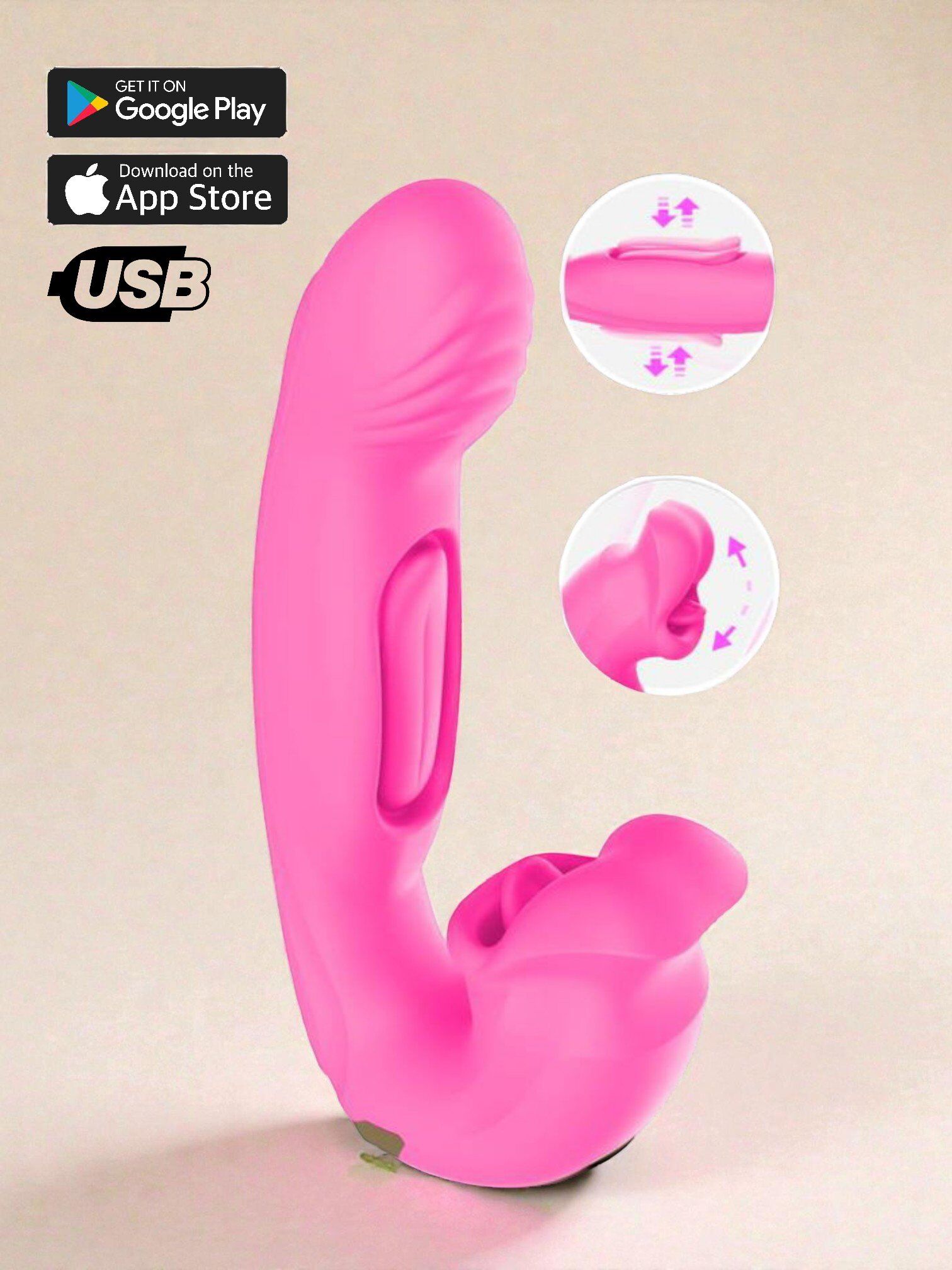 Intoyou Bimby - Vibromasseur Langue avec Application - Rose