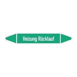 Aufkleber I RKZ-Etikett Heizung Rücklauf,DIN 2403,grün/weiß,für Ø 60-90mm,310x52mm,3/Bogen