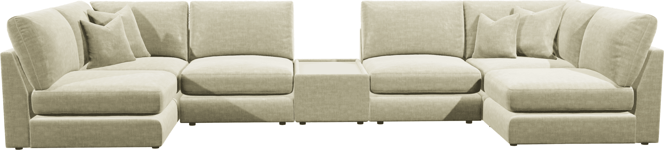 Cleo Luxe Chenille Pearl Sofa Range, U Shape Open End with Coffee Console