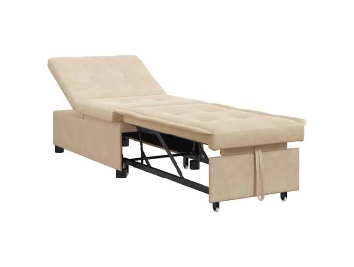 KUTYWEXFM Schlafsofa Ausziehbar Mikrofaser Creme 194x67x82 cm Flexibles Klappsofa aus weicher Mikrofaser für Wohnzimmer und Gästezimmer. Bietet bequeme Sitzfläche und Gästebett.