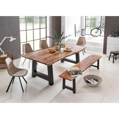 Esstisch HOME AFFAIRE "Manhattan", braun (akazie), B:160cm H:77cm T:90cm, Tische, Rechteckiger Esstisch Esstisch Holz-Esstische Küchentisch, mit Metallgestell in A-Form