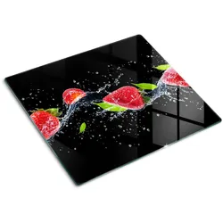 GLASPLATTE 60x52 cm Erdbeeren und Wasser