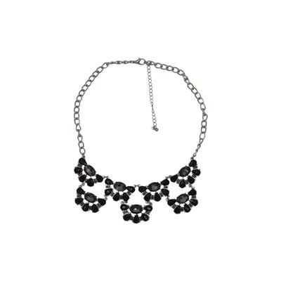 Collierkettchen STEUER "Collier in Blütenoptik mit schwarzen Strasssteinen", schwarz, Halsketten, Damen, 43+8cm, Metall, L: 51 B: 40mm, glänzend, B:40mm