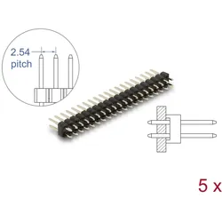 DELOCK Stiftleiste 20 Pin, Rastermaß 2,54 mm, 2-reihig 5 St.