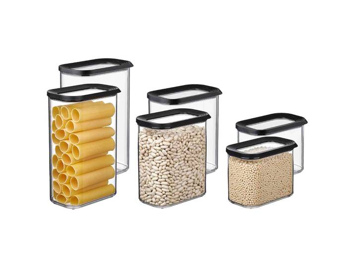 Vorratsdose MEPAL Vorratsdosen Modula 6er Set , schwarz, B:2cm H:2cm L:2cm, Kunststoff, Lebensmittelaufbewahrungsbehälter, Vorratsdose