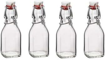 Bormioli Rocco Square 4.25 Oz Swing Top Glass Bottles Set
