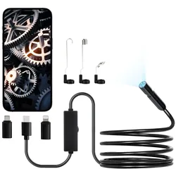 VEVOR Endoskopkamera mit Licht, 1920P HD-Endoskop für Android & iOS, Inspektionskamera mit 8 LED-Leuchten & 3 m langem Kabel, 2-facher Zoom, wasserdichte IP67-Kanalkamera für Auto & Sanitär