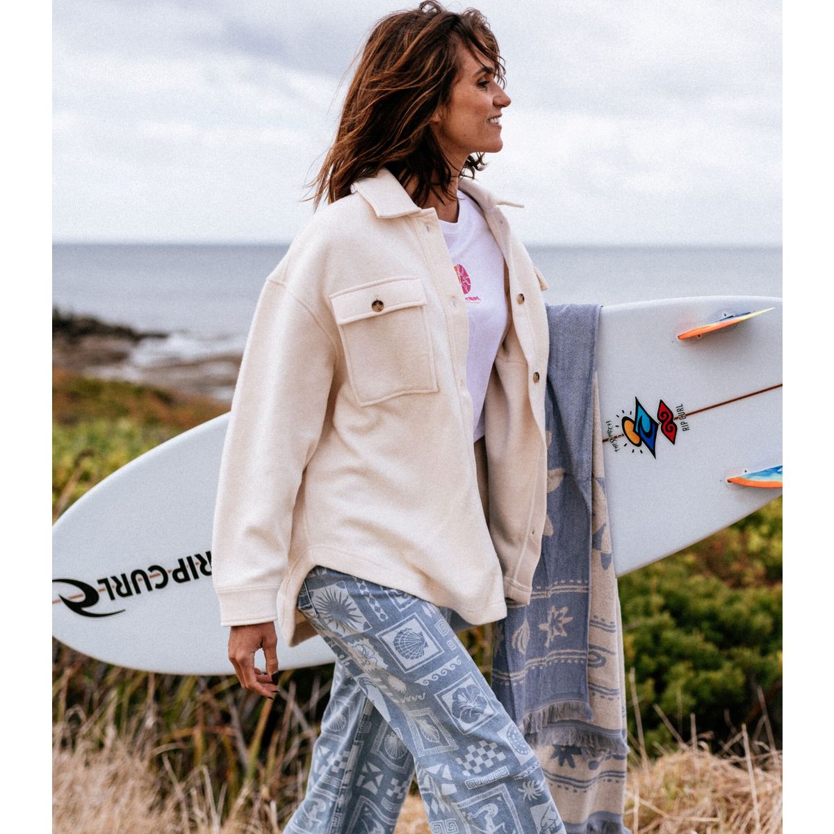 RipCurl High Tide Fleece Shacket off white (0003) L 02BWJA_0003_L