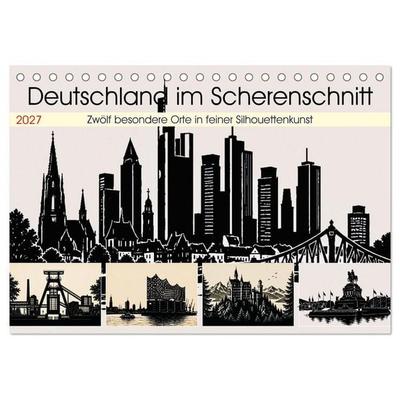 Deutschland im Scherenschnitt (Tischkalender 2027 DIN A5 quer), CALVENDO Monatskalender