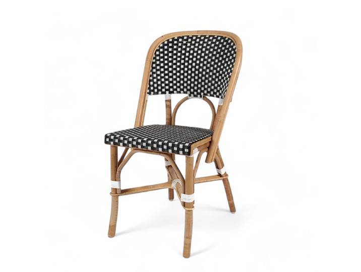 Chaise de terrasse ELYSEE - Rotin - Noir et blanc