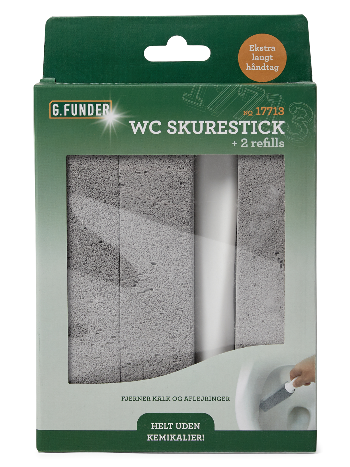 G.Funder WC scrubbing stick with extra long handle and 2 refills (in colorbox)