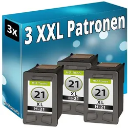 Druckfuxx, Druckerpatrone, 3x DRUCKER PATRONE für HP 21 XL DESKJET F370 F 375 F380 F2180 F2224 F2280 F4180