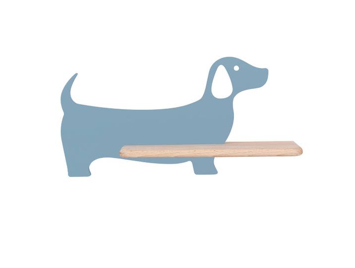 Kinderwandleuchte Dog, Hellblau, Holz, Metall, Eiche, 12x18.5x36.5 cm, RoHS, Europäischer Sicherheitsstandard, einfach zu transportieren, Lampen & Leuchten, Innenbeleuchtung, Kinderzimmerlampen, Kinderwandleuchten